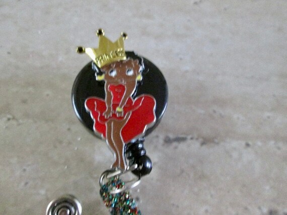 African American ID Badge Retractable Reel, Betty Boop,Veterinarian, Pediatric, Medical,RN,Office,Nurse