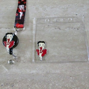 Lanyard Betty Boop ID Badge Retractable Reel,Card Holder,Pediatric, Cell Phone, Nurse, Teacher,ICU,Hospital,Medical,ER,Sports