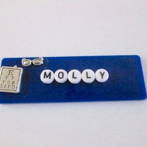 Name Tag ID Badge Custom Magnet or Pin Backing with Glasses Charm Personalize,Optometrist,Medical,Hospital,Ophthalmologist,Glasses,Eyes