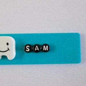 Name Tag ID Badge Custom Magnet or Pin Backing with Tooth Charm Personalize,Dental,Dentist,Office,Orthodontist,Teeth