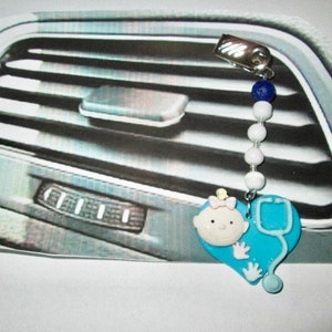 Ambientador de coche Vent Clip Baby Face Stethoscope Charm Diffuser Clip On, Accesorios del coche, Aceites esenciales, Enfermera, Médico, Pediátrico, Nicu