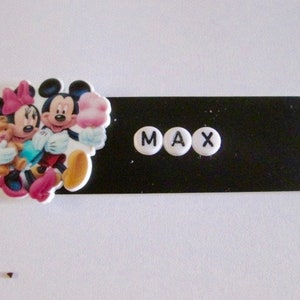 Name Tag ID Badge Custom Pin or Magnet Backing with Mickey Minnie Charm Personalized ,Office,Medical,Pediatric,Nicu,,Teacher
