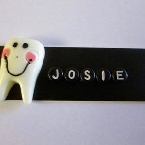 Name Tag ID Badge Custom Pin or Magnet Backing with Tooth Charm Personalized ,Medical,Office,Dental,Dentist,Hygienist Oral Surgeon