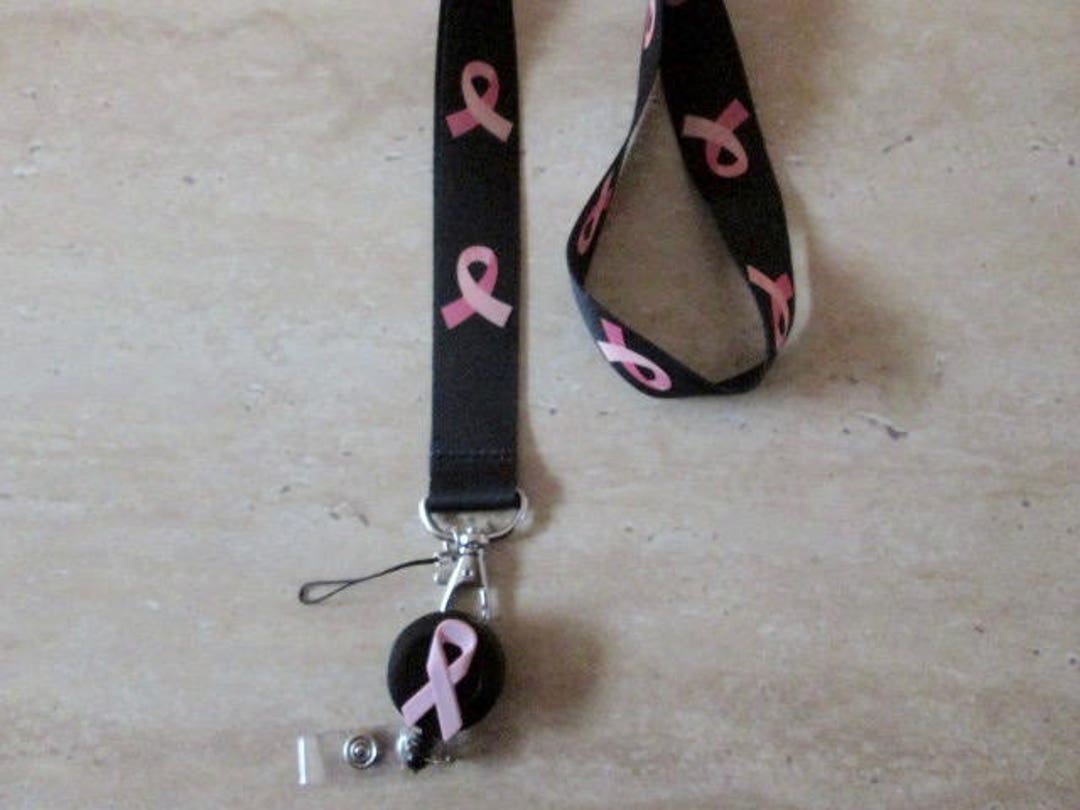 Lanyard Pink Ribbon ID Badge Retractable Reel,pediatric, Key Chain, Cell  Phone, Nurse, Teacher,icu,hospital,medical 