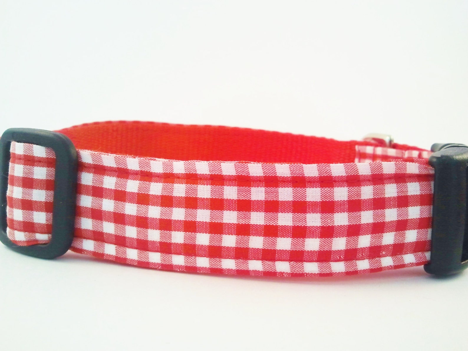 Dog Collar Red and White Gingham Adjustable Sizes in small. Etsy