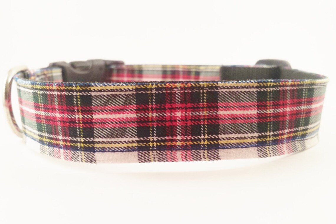 Dog Collar and Bow Tie Stewart Tartan Plaid in Red and Green Etsy