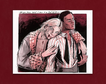 Louis & Lastat // interview with the vampire, Anne rice, AMC, fanart, queer horror, vampire, gothic, romance art print