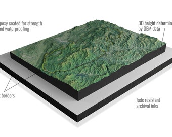 Great Smoky Mountains National Park 3D Raised Relief Map Satellite Imagery