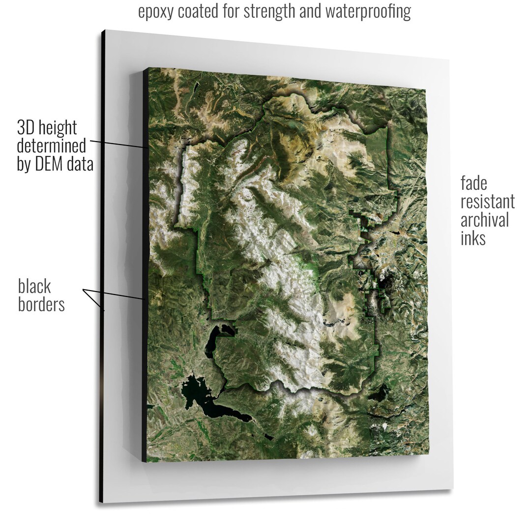 Rocky Mountain National Park 3D Raised Relief Map Satellite Imagery - Etsy