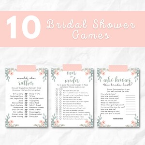 Pink Bridal Shower Game, Floral Bridal Shower Games, Bridal Shower Games Bundle, Wedding Games, Digital Download