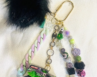 Monster Truck Bag Charm, Personalized Beaded Keychain