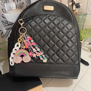 Sparkly Rainbow Bag Charm: Custom Beaded Purse Accessory