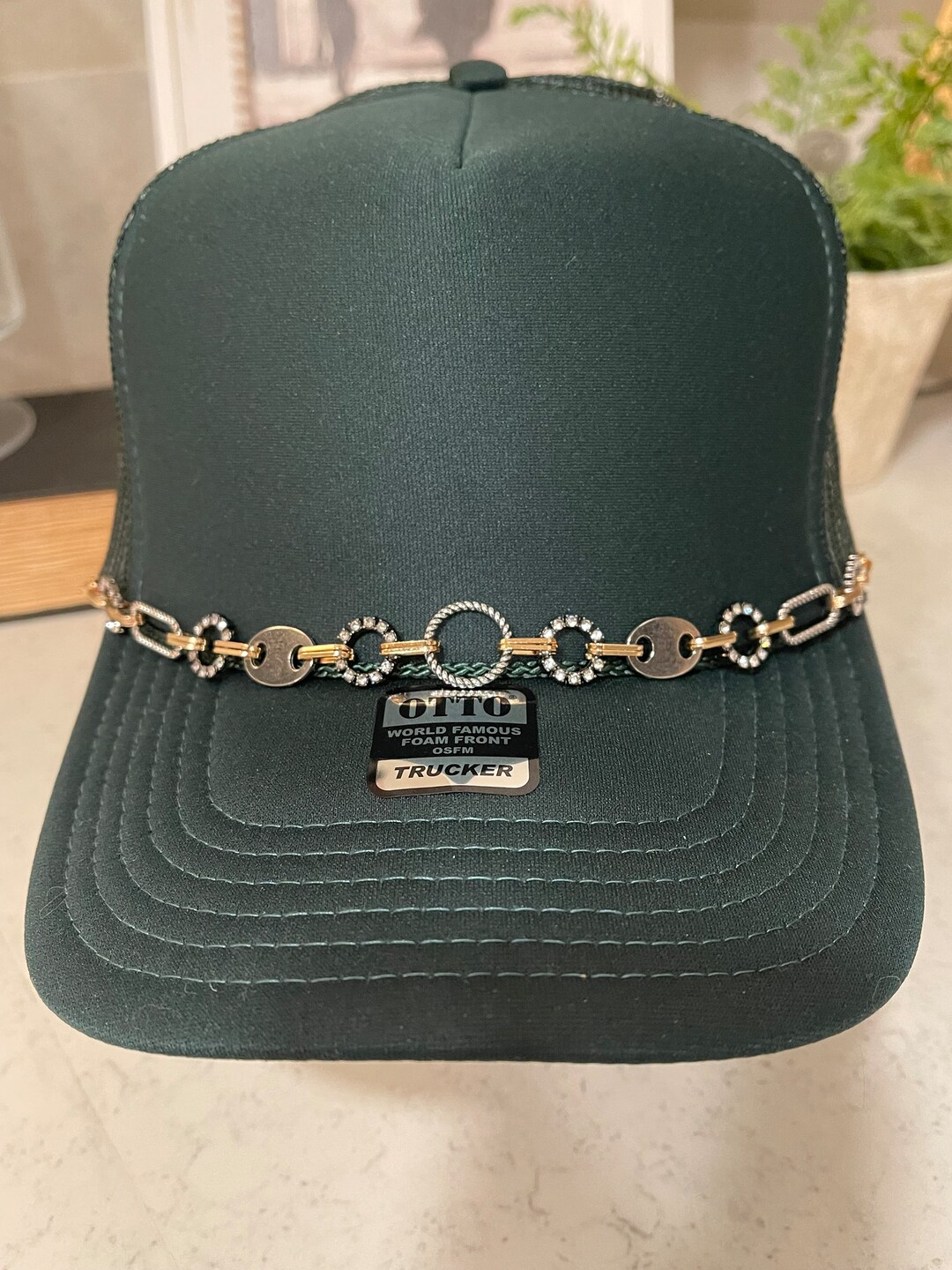 Trucker Hat Chain L Rhinestone Trucker Hat Chain L Custom Trucker Hat ...