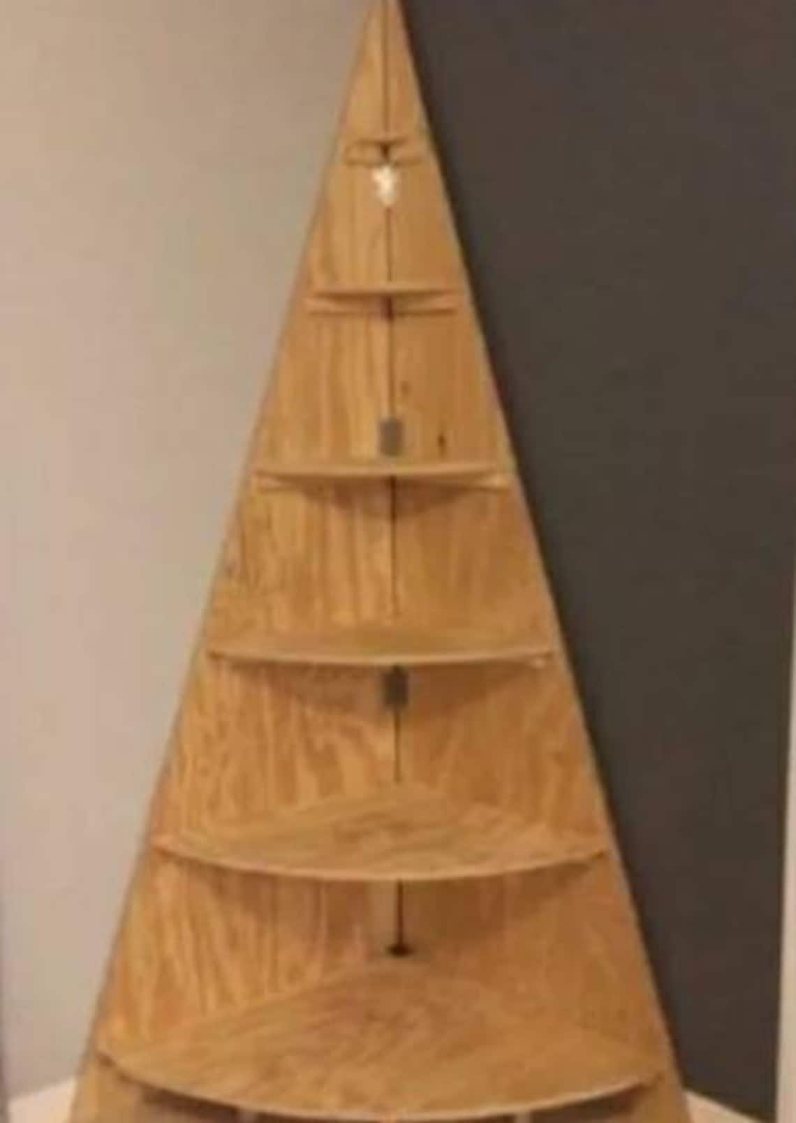 6ft wooden Christmas tree corner shelf christmas village Etsy