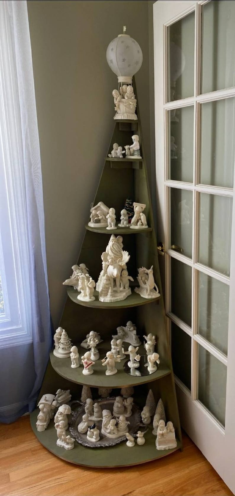 6ft Wooden Christmas Tree Corner Shelf christmas Village Etsy