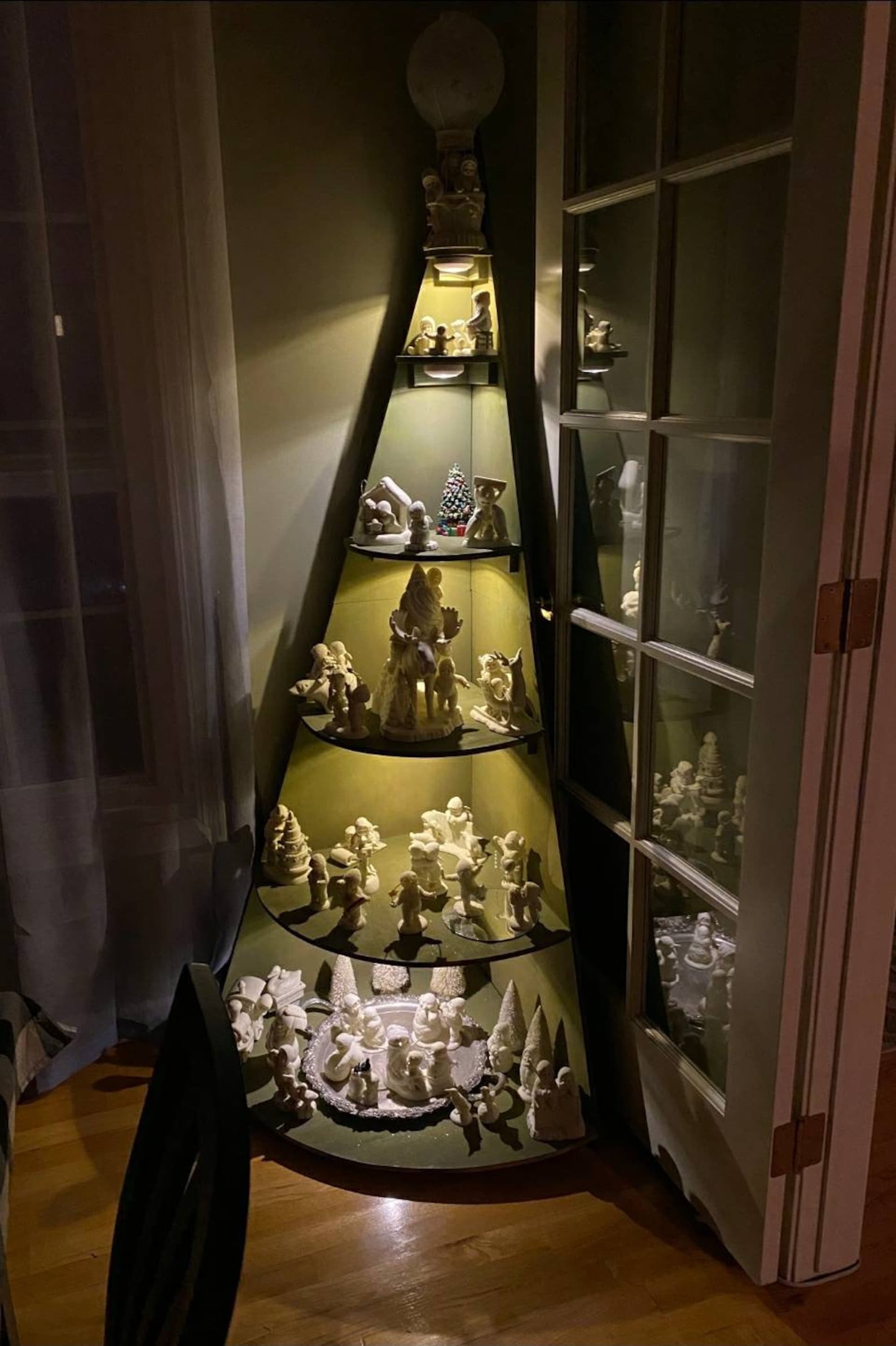 6ft Wooden Christmas Tree Corner Shelf christmas Village Etsy