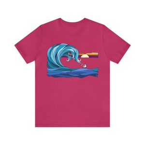 Segel weg Meereswellen Gelassenheit Sonnenuntergang Unisex Jersey Kurzarm T-Shirt Bild 4