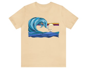 Segel weg | Meereswellen | Gelassenheit Sonnenuntergang | Unisex Jersey Kurzarm T-Shirt