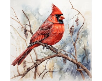 Cardinal rouge numérique imprimable, téléchargement immédiat, décoration murale nature, cadeau pour amoureux de la nature