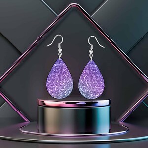 Purple Ombre Glitter Teardrop Earrings