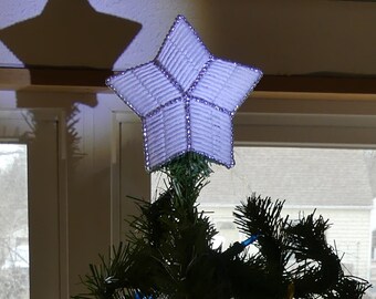 5 Inch Silver And White Christmas Tree Star Keepsake Decoration, Silver And White Plastic Canvas Star Tree Topper, First Christmas Gift