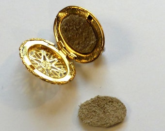 Gold Aromatherapy Oval Locket Pin: Essential Oil Diffuser Brooch with Leather Disks