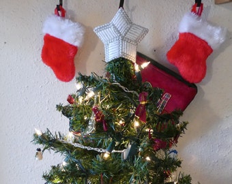 3 Inch Silver And White Christmas Tree Star Keepsake Decoration, Silver And White Plastic Canvas Star Tree Topper, One Of A Kind Star Topper