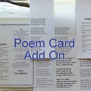 Poem Card Add On, Perfect Poetic Gifts/Birthday/College/Grad/Kindergarten/Hospital/Love/Teacher/Mommy To Be/Flower Girl/Favorite Colors Poem