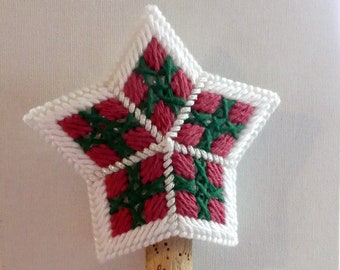 Décoration pour arbre de Noël étoile rouge et verte RTS : toile en plastique de 5 po.