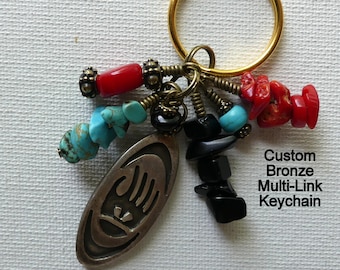 Custom Bronze/Brass Multi Links Kinetic Keychain, Custom Multilinks Keyring, Beaded Keyrings, Gifts For Her, Key Organizer, Gift For Teacher