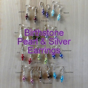 12 Month Birthstone Glass Pearl & Silver Earrings Gifts, Birthstone Earrings Multiple Gift Sets, Elegant Earrings Gifts, Gifts For Her