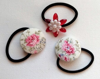 Support pour queue de cheval bouton fleur RTS vintage : cadeaux d'accessoires pour cheveux floraux, cadeaux pour cheveux anciens