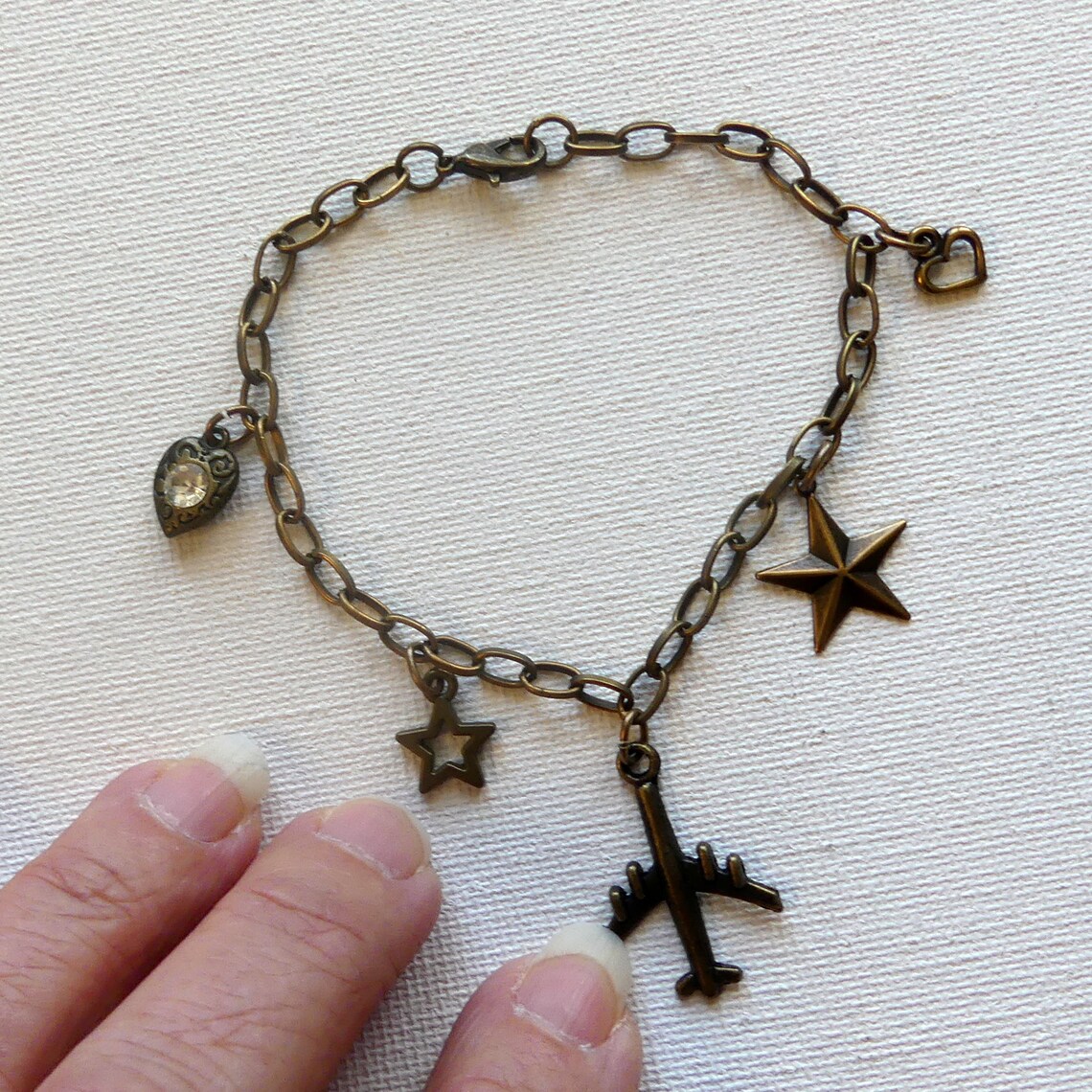 Custom Bronze Brass Charm Bracelet Gift Bronze Charm Bracelet Etsy