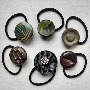 Vintage Button Ponytail Holder: One-of-a-Kind Hair Accessory