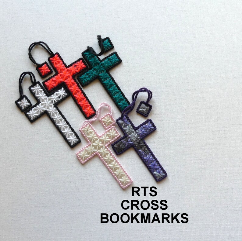 RTS Plastic Canvas Cross Bookmark Gifts You Pick Cross Etsy