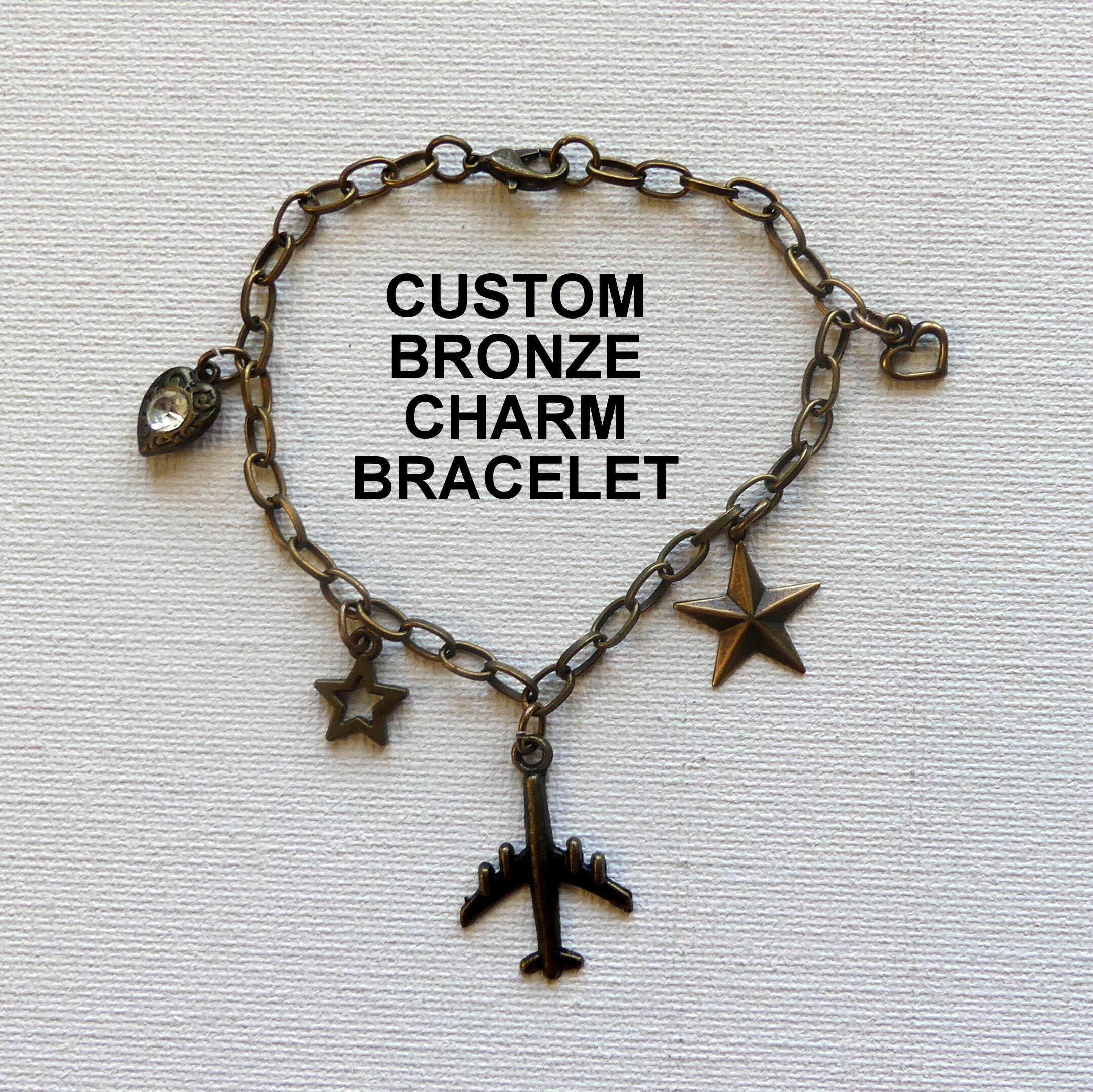 Custom Bronze Brass Charm Bracelet Gift Bronze Charm Bracelet Etsy