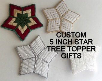 Grands cadeaux pour décoration de sapin en forme d'étoile de 5 pouces, grands cadeaux personnalisés pour décoration de sapin en toile en plastique, cadeaux tendance pour décoration de sapin, cadeaux du 1er arbre de Noël