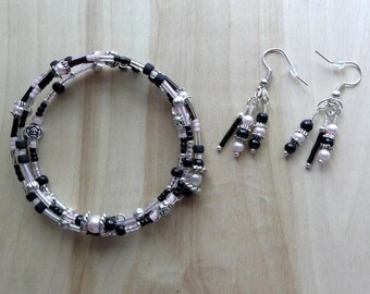 Memory Wire Custom Bracelet & Triple Link Earrings Gift Set, Bangle And Earrings Gift, Custom Bracelet And Earrings Gift, Special Sets Gifts