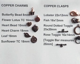 Custom Copper Charm Bracelet: Add On Charms To Anklets and Keychains/Copper Plated, Memory Charm Bracelet Gifts