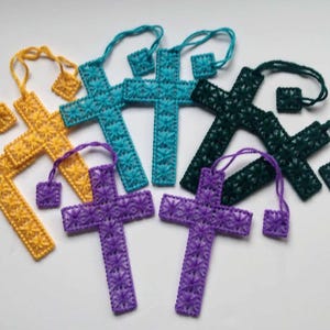 Solid Color Cross Bookmark: Plastic Canvas Book Lover Gift, Christmas Stocking Gifts