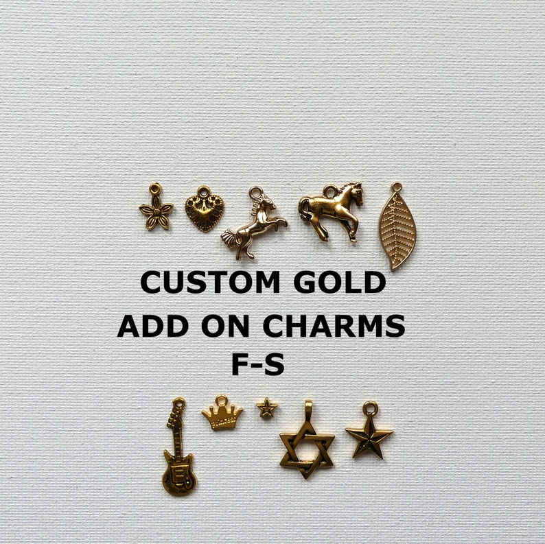 KeychainEarringsBraceletAnklet Charms Gifts Add On Gold Charms Jewelry Gifts RTS Custom Gold Add On Charms F-S Candid Charms Gifts