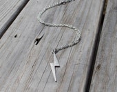 Lightning Bolt Necklace, Silver Flash Necklace, Lightning Necklace, Mens Flash Necklace
