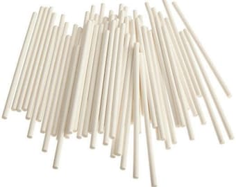 6" Paper Cake Pop Stick 100 White Sticks, Great for Cakes Pops, Brownies, Cookies, Rice Krispies, etc