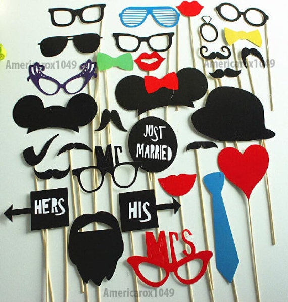 Mickey Mouse Photo Booth Props Wedding 32 Piece Set Mustache on a