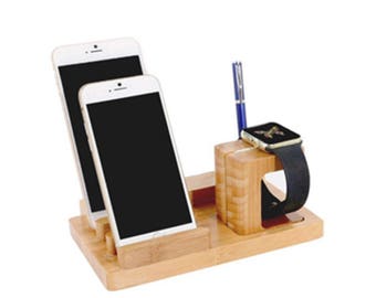 Weihnachts-Geschenk für Papa iPhone Smartphone Holz Station Handy Ladestation - Vater - Ladestation - iPhone Ladestation