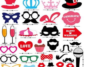 Bridal Shower Photo Booth Props Party Bridal Photobooth Props 31 Piece set - Holidays Photobooth Props - Party Props