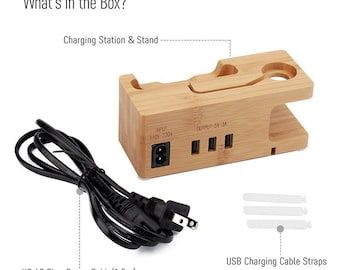 Smartphone Wooden Charging Station Cell Phone Dock - Christmas Gift Father Dad Boyfriend - Charging Dock - iPhone Charging Station