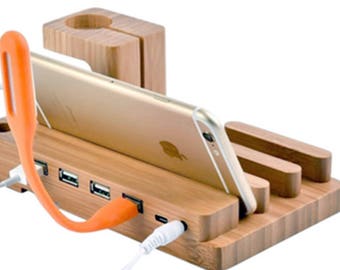 Gift for Mom Smartphone Wooden Charging Station Cell Phone Dock - Christmas Gift Mom Boyfriend - Charging Dock - iPhone Charging Station