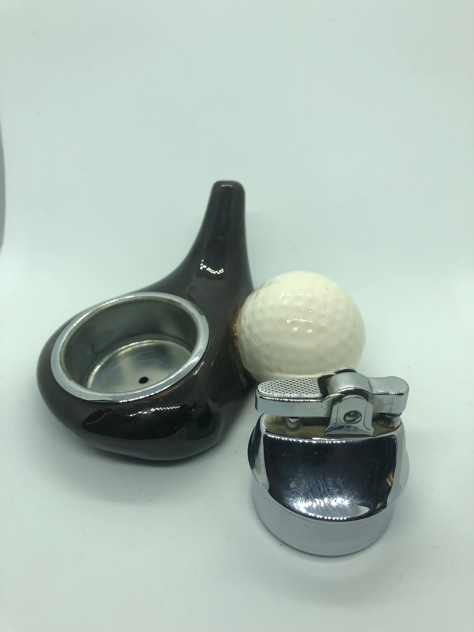 Vintage Ceramic Golf Club and Ball Table Lighter Etsy