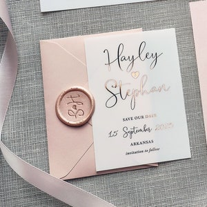 Pearl - Save the date or change the date. Foil on Vellum or card.